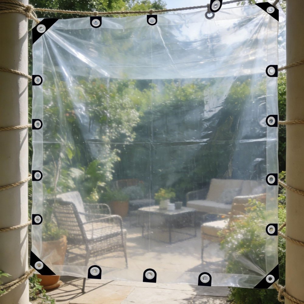 Durable Transparent Waterproof UV-Resistant Tarp with Reinforced Edges, 1 x 3 m