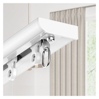 Ultra-Thin Ceiling Track System for Room Dividers, 1.1 m White Track with Rollers