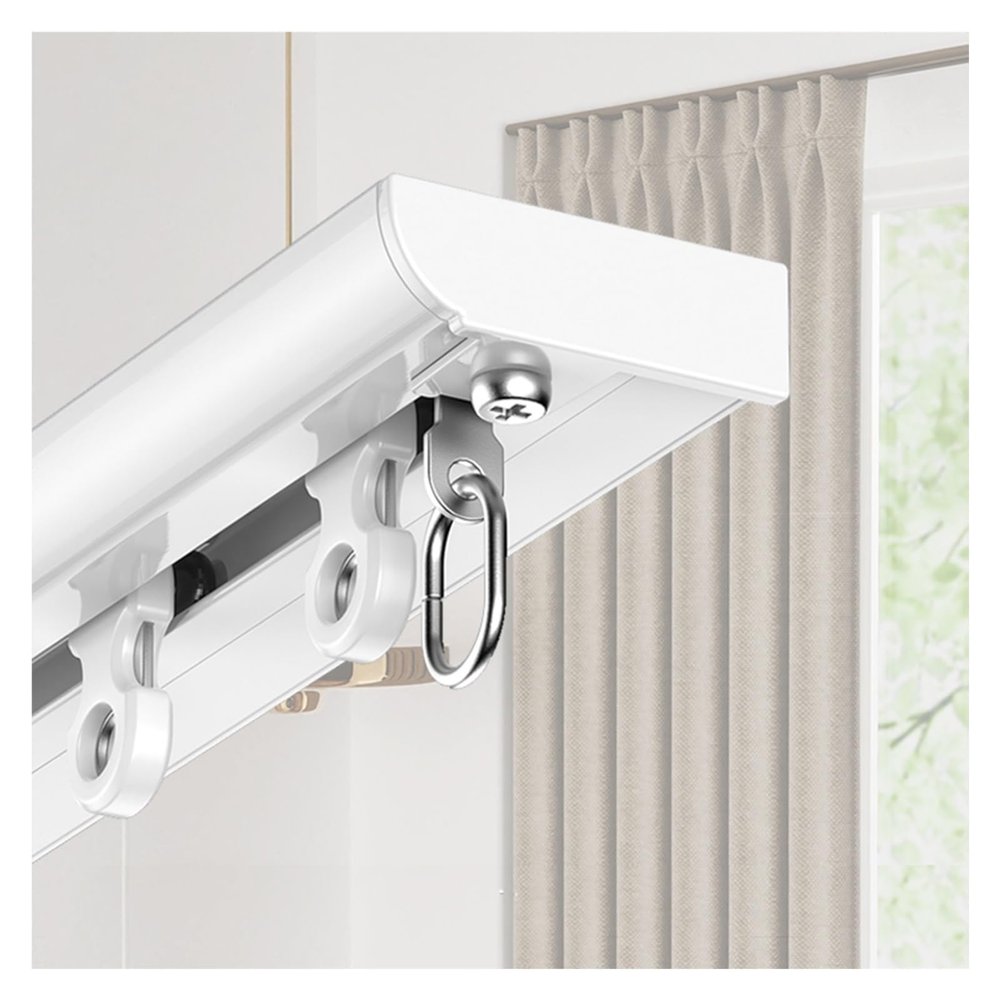 Ultra-Thin Ceiling Track System for Room Dividers, 1.1 m White Track with Rollers