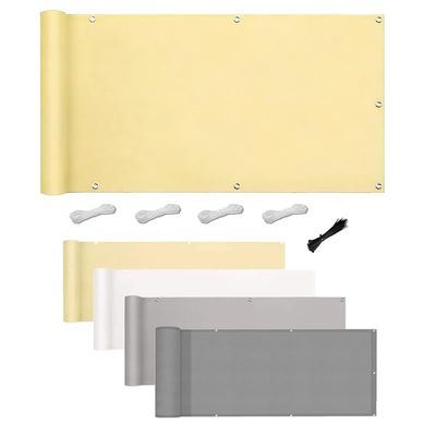 HNBFKD Waterproof Outdoor Shade Sail with Eyelets and Ropes, 11.5 x 16.4 ft, 95% UV Protection, Rectangular, Light Yellow