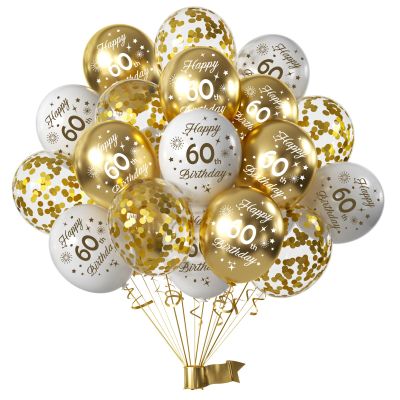 White Gold 60th Birthday Decoration Set