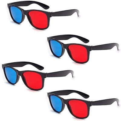 Universal 3D Glasses for TV, Movies, DVDs and Games, Red/Blue, 4-Pack