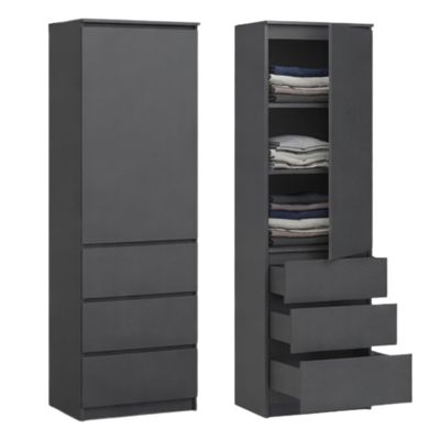 Wardrobe Cabinet with 3 Shelves and 3 Drawers, 50 x 40 x 180 cm, Anthracite
