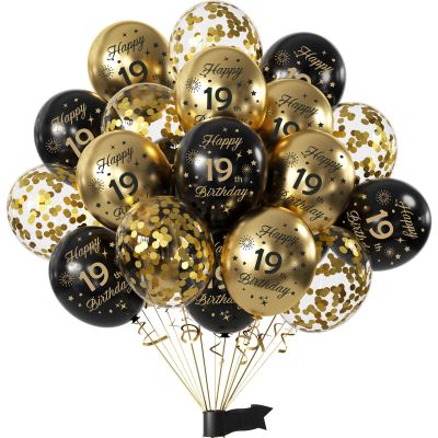 Black Gold 19th Birthday Decorations