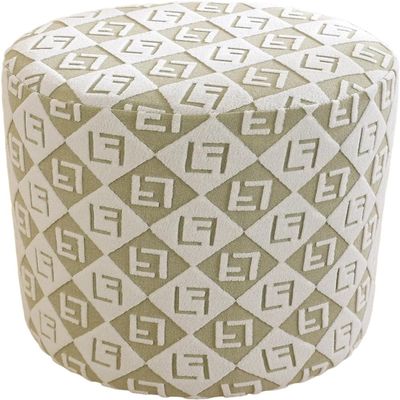 Round Ottoman Slipcover 35 x 35 cm, Stretch Stool Cover, Style A# Green, 50 x 50 cm/20 x 20 in