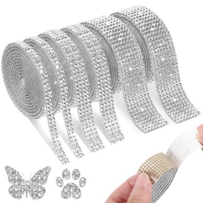 6 Rolls Self-Adhesive Rhinestone Ribbon