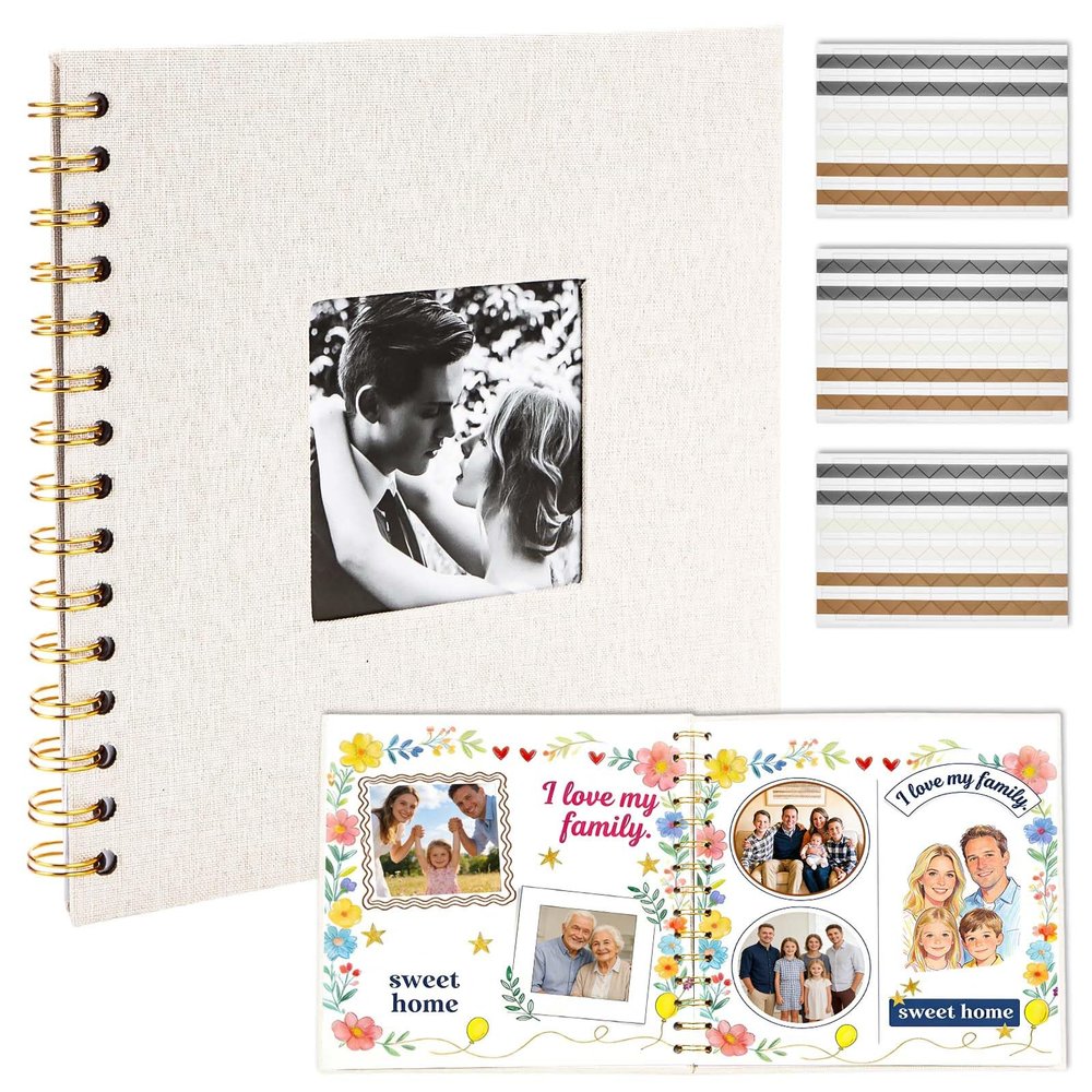 DIY Scrapbook Photo Album, 20.5x20.5 cm Beige
