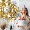 75th Birthday Balloons, White and Gold, 15-Piece Set view 3