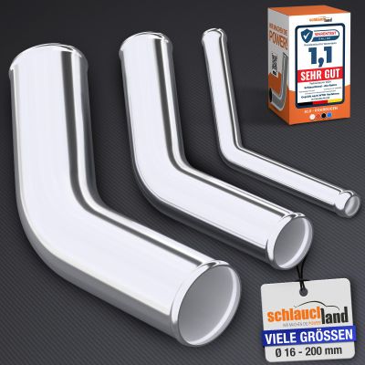 45° Aluminum Pipe Elbow, 64 mm OD, Polished & Beaded