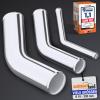 45° Aluminum Pipe Elbow, 64 mm OD, Polished & Beaded view 1