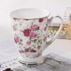 Porcelain Tea Cups with Floral Pattern, 300 ml Bone China Coffee Mug with Handle view 2
