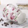 Porcelain Tea Cups with Floral Pattern, 300 ml Bone China Coffee Mug with Handle view 3