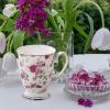Porcelain Tea Cups with Floral Pattern, 300 ml Bone China Coffee Mug with Handle view 4