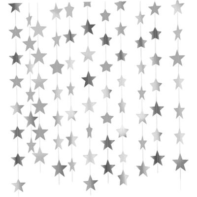 4-Pack Silver Star Garland, 13 ft