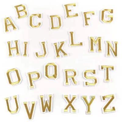 Embroidered Repair Appliqué Patches, 26 Pieces, English Alphabet A–Z, Multicolor (No. 8 Yellow)