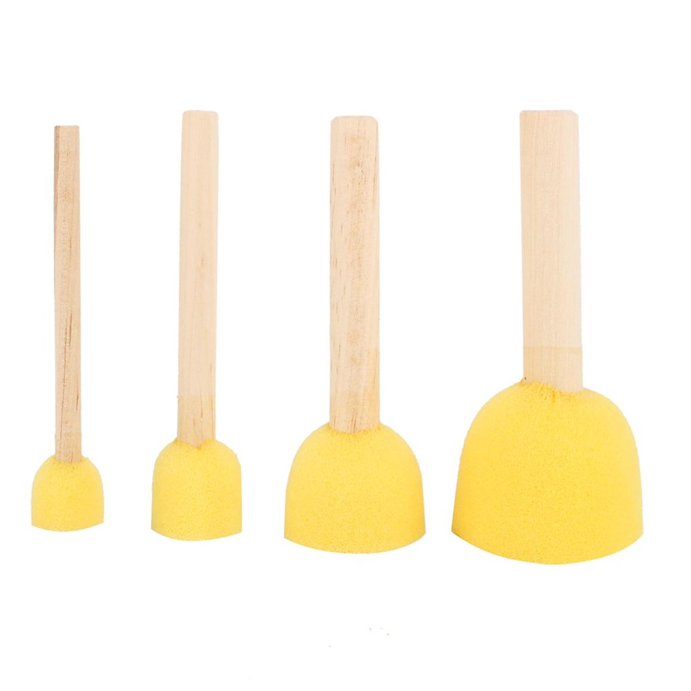 Walfront 4 Foam Brushes with Wooden Handle