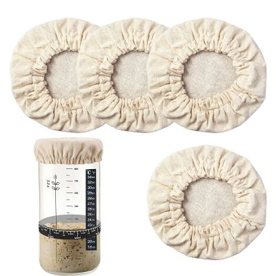 Generic Dough Jar Lid | 4-Pack Linen with Elastic Edge