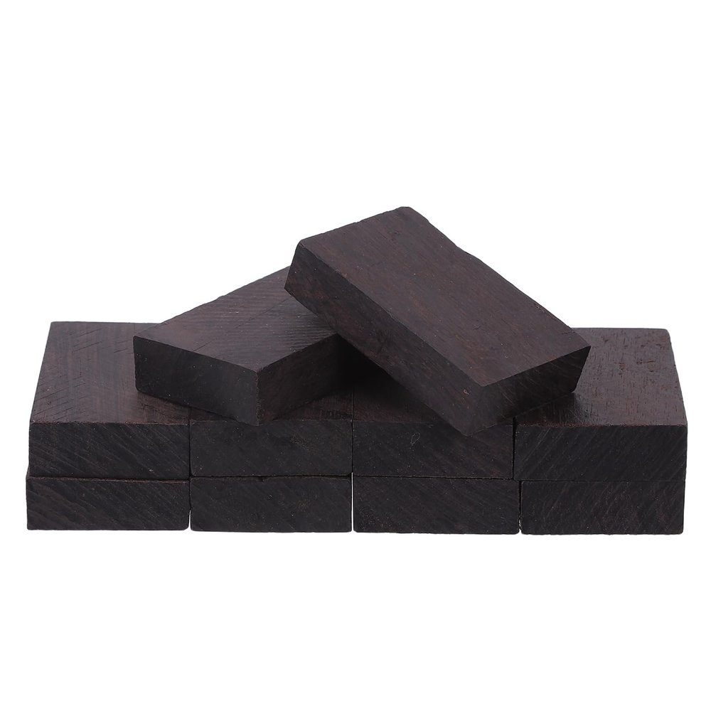 10 Unfinished Black Rectangular Wood Carving Blocks for DIY