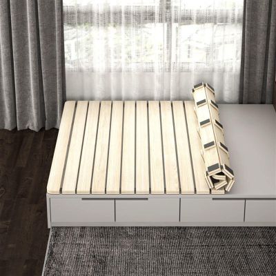 Foldable Wooden Mattress Support Slats, Moisture-Resistant Breathable Bed Board, 47.0 x 47.0 in