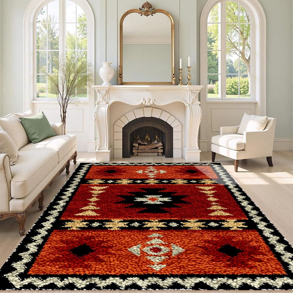 QUIYAEZY DIY Latch Hook Rug Kit with Tools, Cross-Stitch Carpet Set, 130 x 150 cm