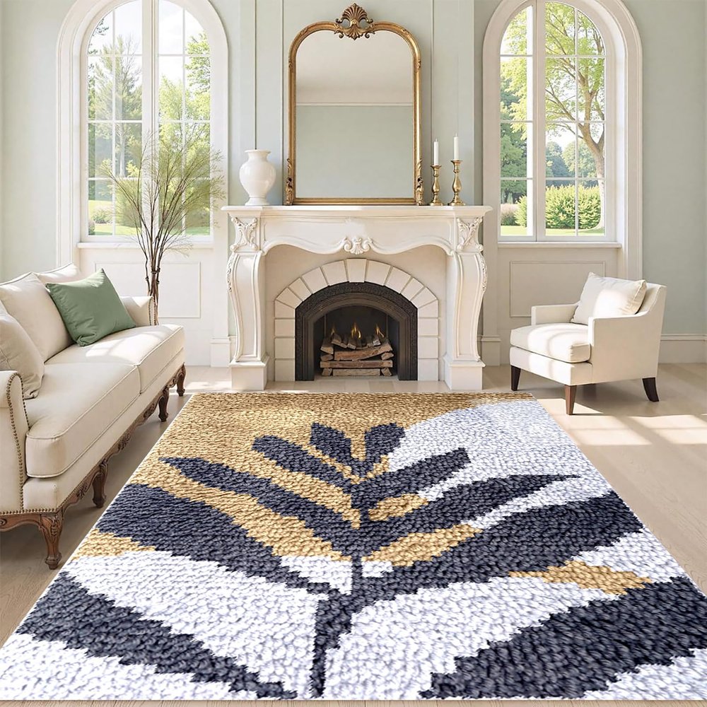 QUIYAEZY DIY Latch Hook Rug Kit with Tools, 130 x 150 cm