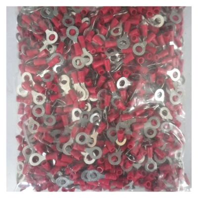 1000-Piece Lot RV1.25-6 Ring Cable Lugs, Insulated PVC Tube Terminals