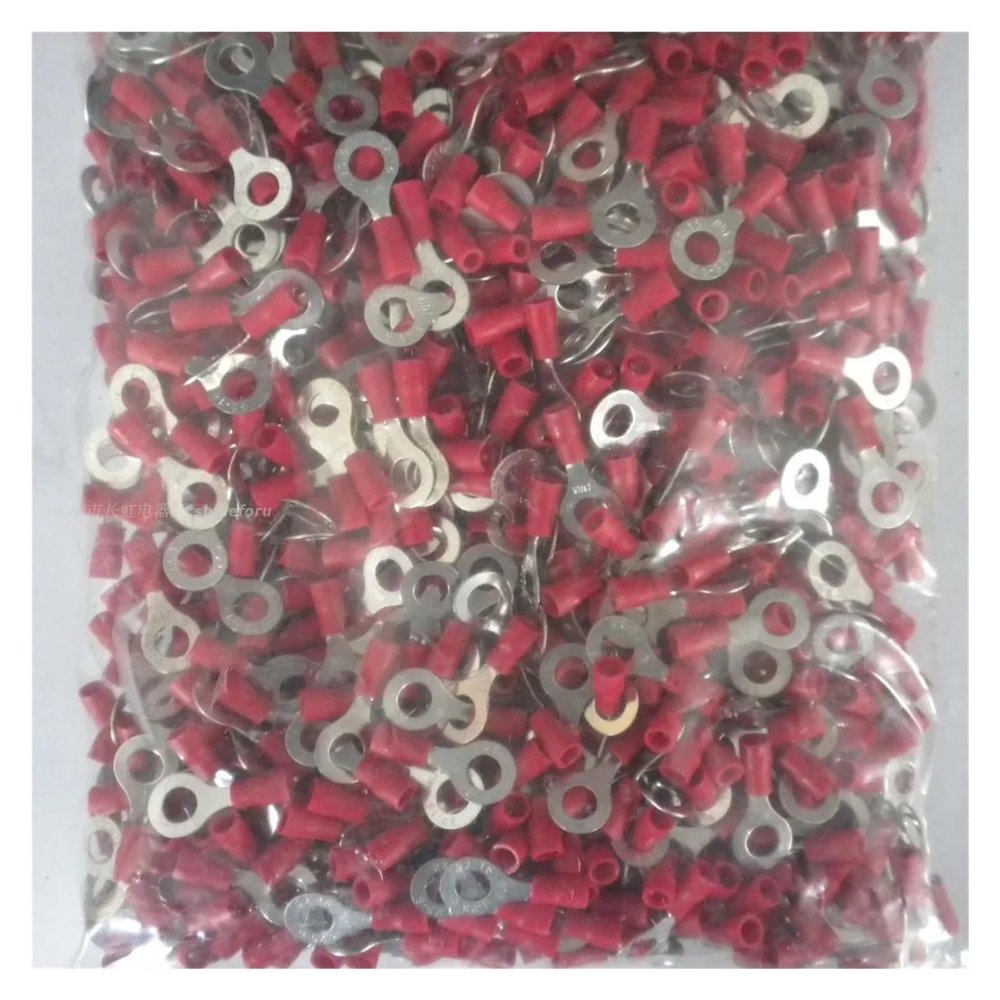 1000-Piece Lot RV1.25-6 Ring Cable Lugs, Insulated PVC Tube Terminals