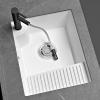 White Undermount Ceramic Sink with Washboard and Faucet view 2