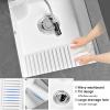 White Undermount Ceramic Sink with Washboard and Faucet view 3