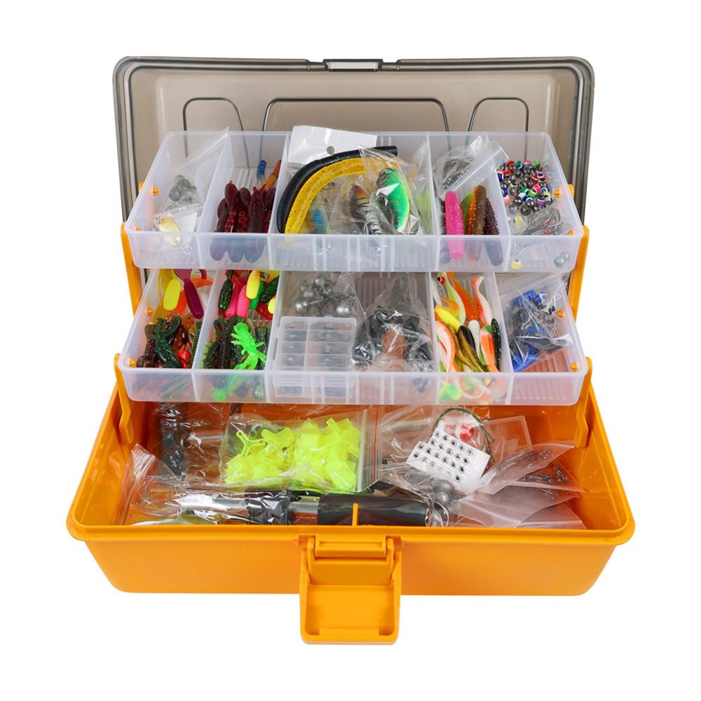 Professional 4-Tier Fishing Tackle Set with 547 Pieces and 3D-Eyed Lures
