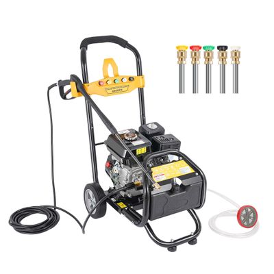 DIFU Portable 200 Bar Gas Pressure Washer, 2465 PSI, 9 L/min, 0–60°C, 5 Nozzles, 7.5 HP 4-Stroke Engine