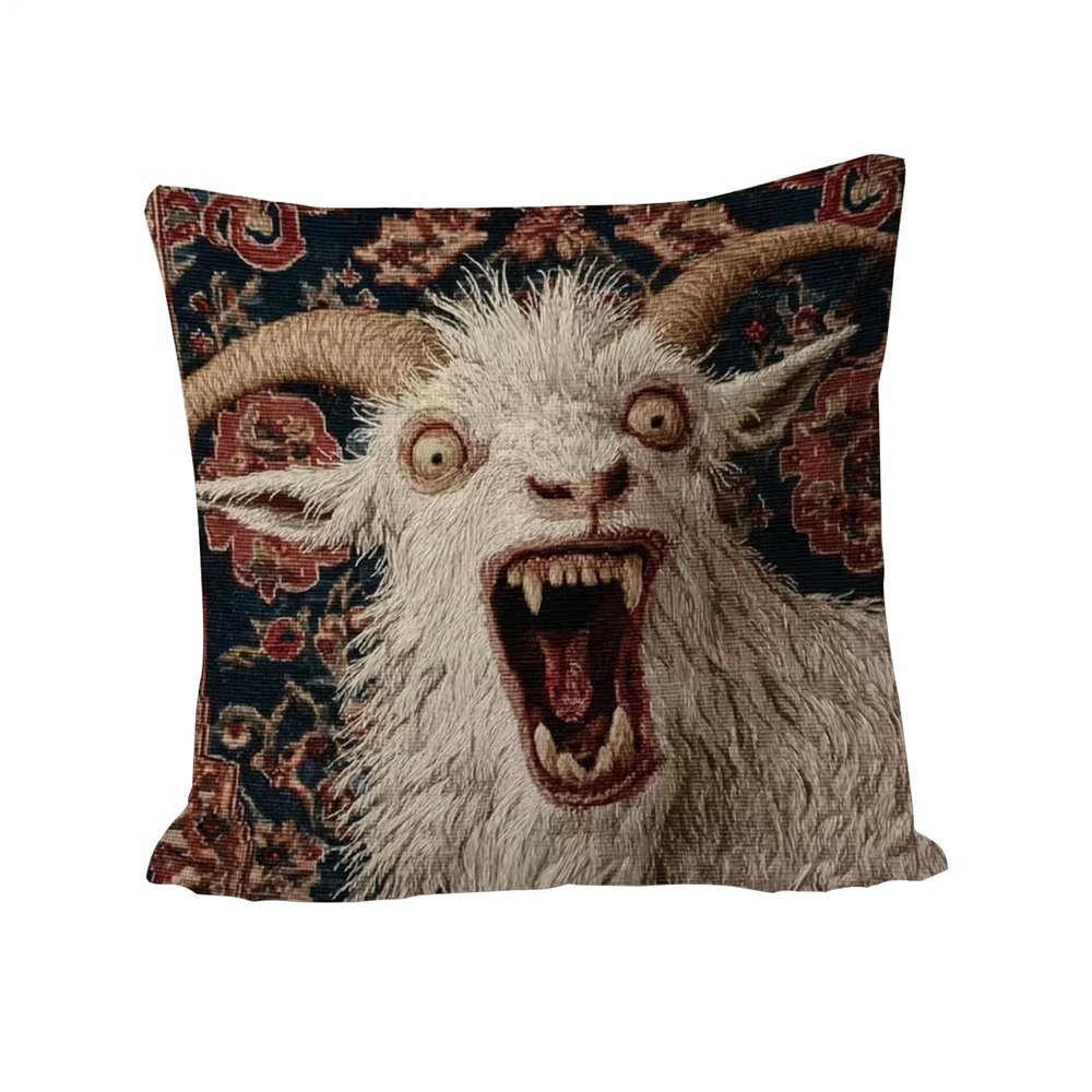 qokeeu Decorative Pillow Cover 45x45 cm | Soft Screaming Goat Design