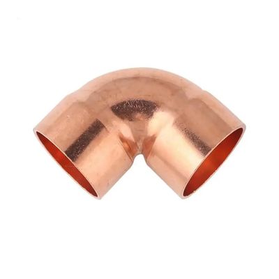 IDGTTLDF 1/4", 3/8", 1/2", 6.35, 8, 10, 14, 15, 16–219 mm ID Pure Copper 90-Degree End-Feed Solder Elbow Plumbing Fitting Coupler for Air Conditioners (6.35 mm ID, 0.8 mm Wall)