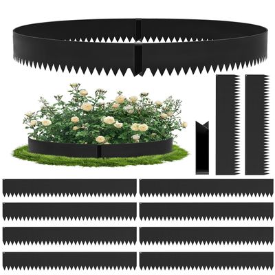 Dibaful 107.5 cm x 10 Metal Corten Steel Lawn Edging, Flexible Garden Border, Black, 20 cm