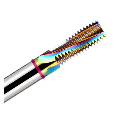 1pc HRC65 Full-Tooth Thread Mill, Tungsten Steel Carbide, Multicolor Coating, Shank Cutter for CNC Machining