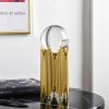 Transparent Round Glass Crystal Ball with Exquisite Metal Stand, Decorative for Home, Living Room, Office, Dining or Coffee Table, C-Short view 1