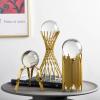 Transparent Round Glass Crystal Ball with Exquisite Metal Stand, Decorative for Home, Living Room, Office, Dining or Coffee Table, C-Short view 4