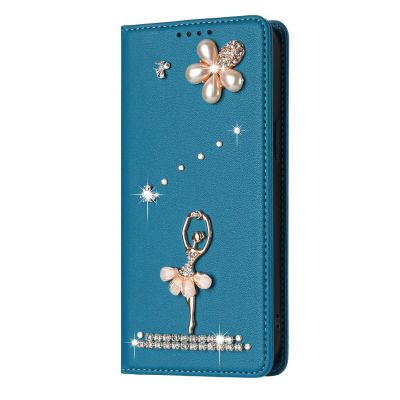 BLOTECH Protective Case for INFINIX Note 50 PRO 4G, Glitter PU Leather Flip Case with Ballet Design, Magnetic Closure and Stand, Blue