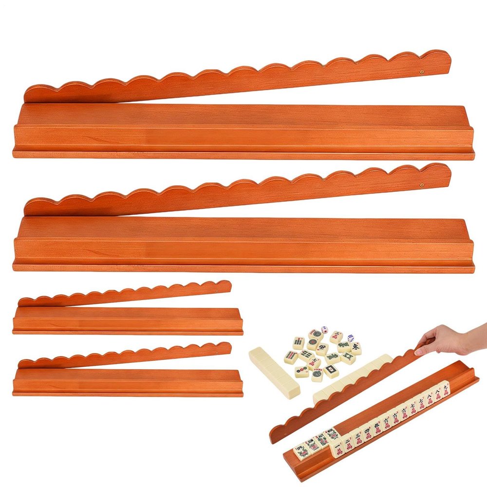 Mahjong Pushers and Racks, 4-Piece Magnetic Wooden Set
