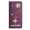 BLOTECH PU Leather Flip Case for Doogee Note 59, 3D Rhinestone Ballerina Design, Burgundy view 1