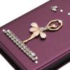 BLOTECH PU Leather Flip Case for Doogee Note 59, 3D Rhinestone Ballerina Design, Burgundy view 2