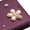 BLOTECH PU Leather Flip Case for Doogee Note 59, 3D Rhinestone Ballerina Design, Burgundy view 3