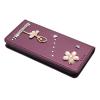 BLOTECH PU Leather Flip Case for Doogee Note 59, 3D Rhinestone Ballerina Design, Burgundy view 4
