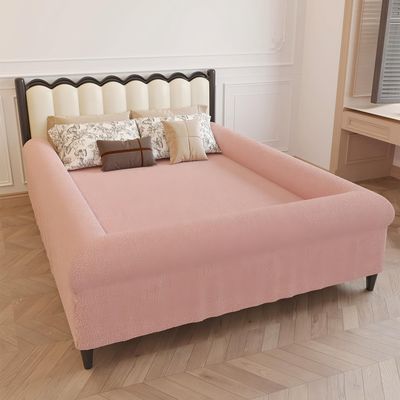 RIDEONMOP Bordered Fitted Sheet with Removable Sides, Pink, 135 x 200 cm
