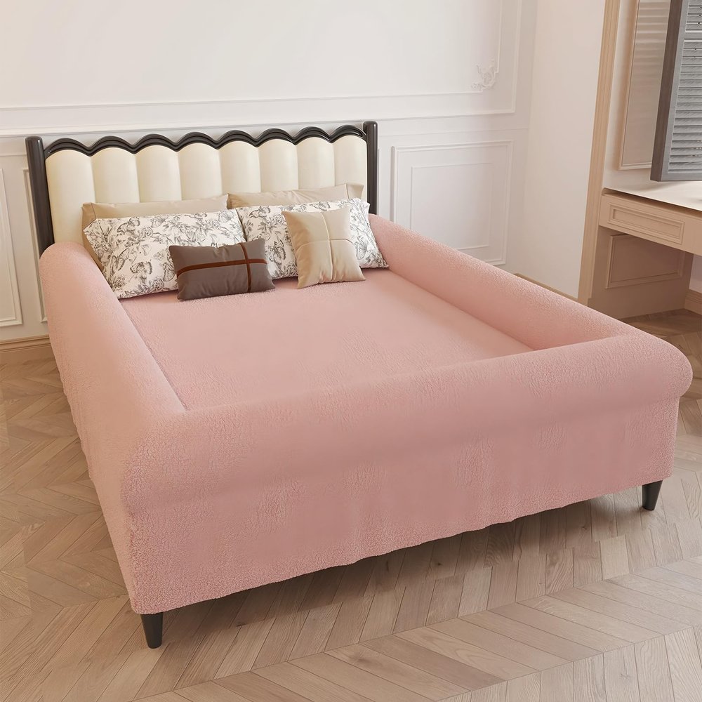 RIDEONMOP Bordered Fitted Sheet with Removable Sides, Pink, 135 x 200 cm