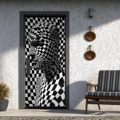3D Self-Adhesive Door Film, Black and White, 80 × 200 cm