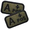 2 Pack Blood Type Patch A+ with Velcro, 5cm x 3cm Olive view 1