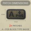 2 Pack Blood Type Patch A+ with Velcro, 5cm x 3cm Olive view 2