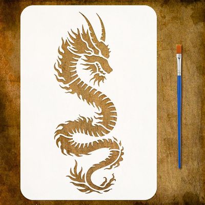 FINGERINSPIRE Dragon Totem Stencil with Brush 21x29.7cm