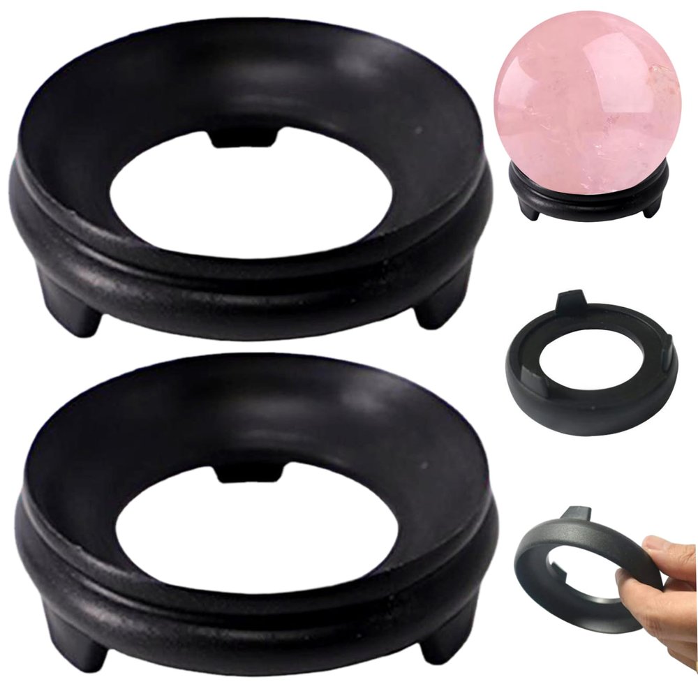 Hbbgdiy 2-Pack Crystal Ball Stands, 7.6 cm, Black
